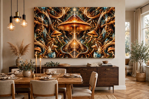 amber mycelium dining room canvas on wall