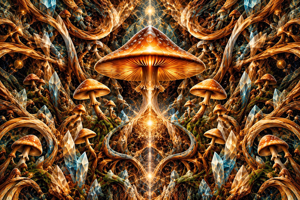 amber mycelium canvas artwork