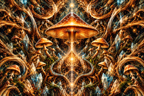 amber mycelium canvas artwork