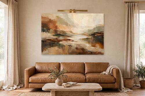 Canyon Light canvas shown at 60x40 in a living room, true scale