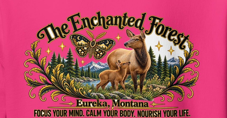 Enchanted Forest Cow Elk & Calf Hoodie – Light