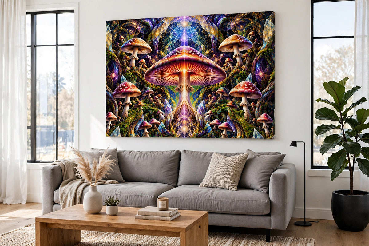 cosmic grove living room canvas on wall