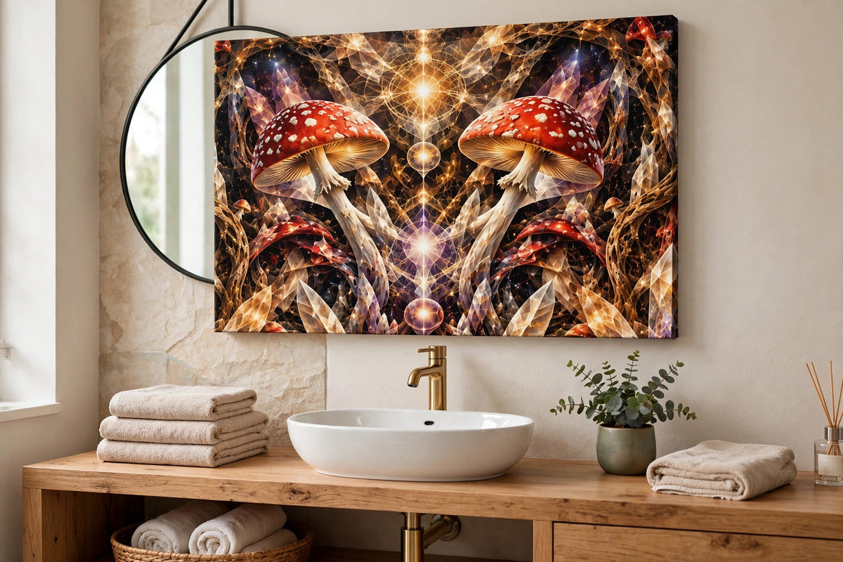 crimson veil bathroom canvas on wall