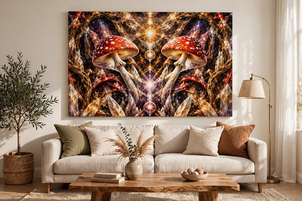 crimson veil living room canvas on wall