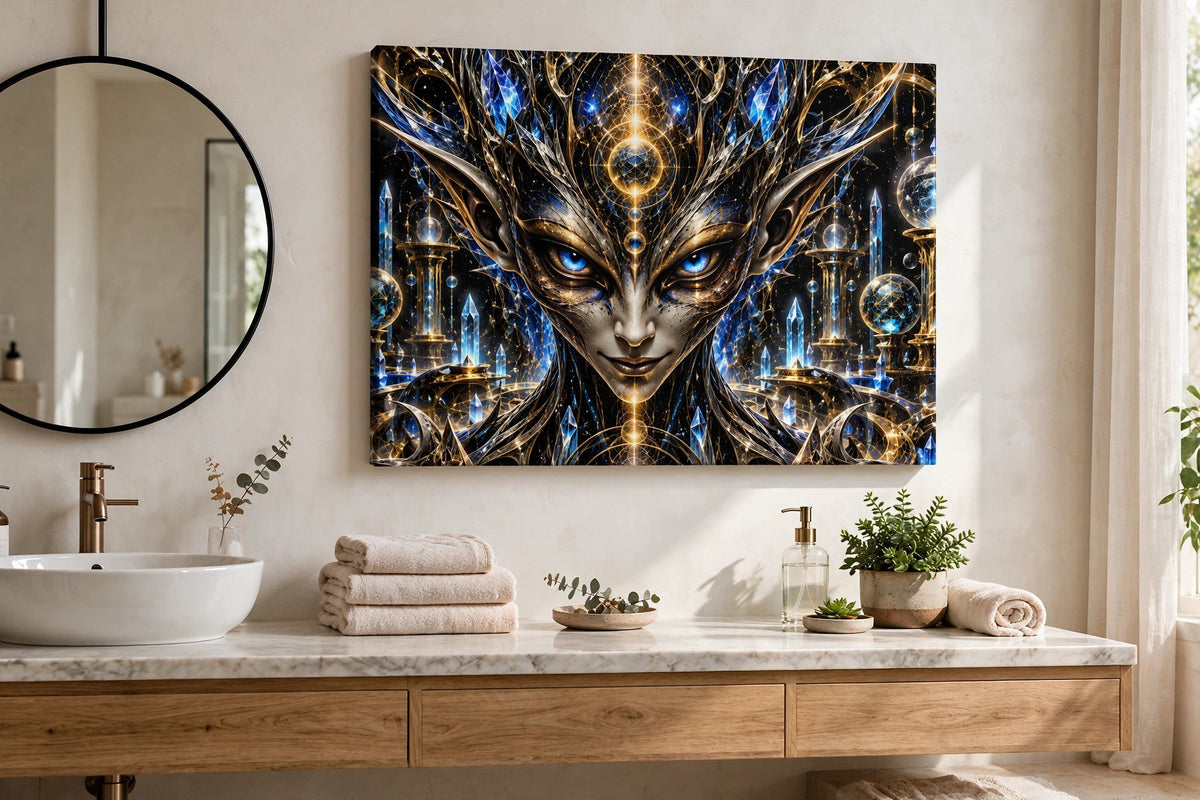 the seer bathroom canvas on wall