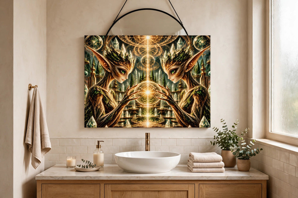 twin keepers bathroom canvas on wall