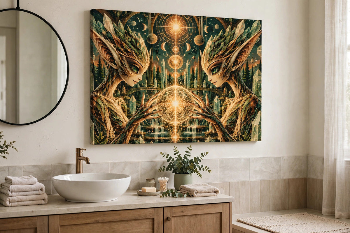 vintage keepers bathroom canvas on wall