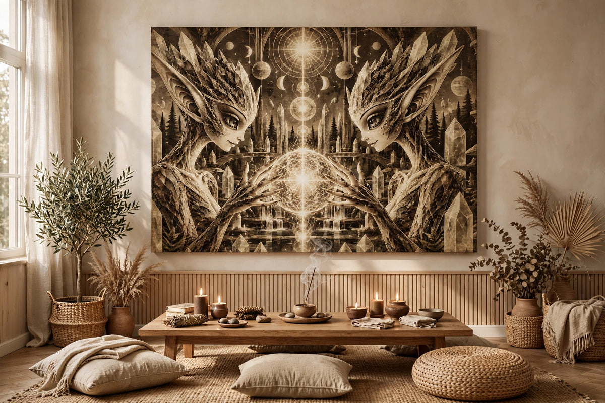 vintage keepers meditation canvas on wall